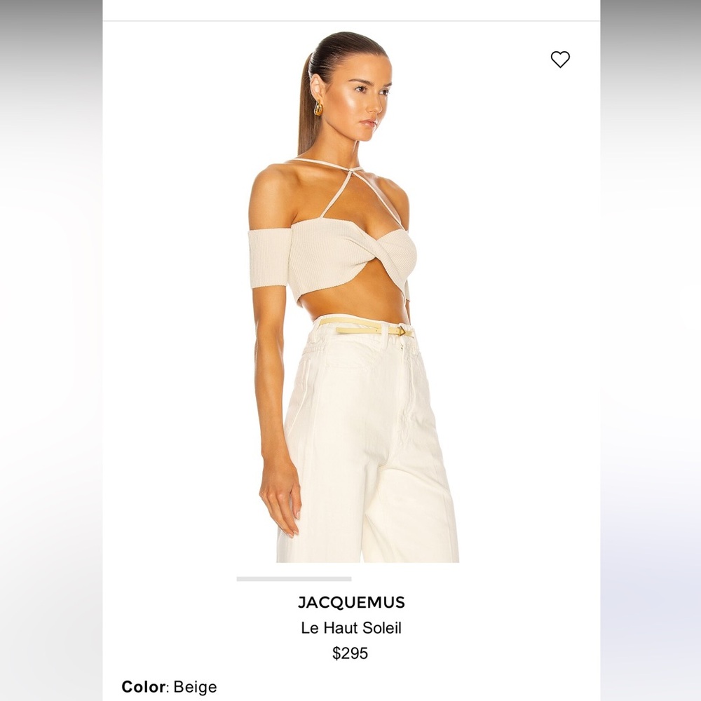 Jacquemus Cream Off-Shoulder la haut soleil Crop Top size 32